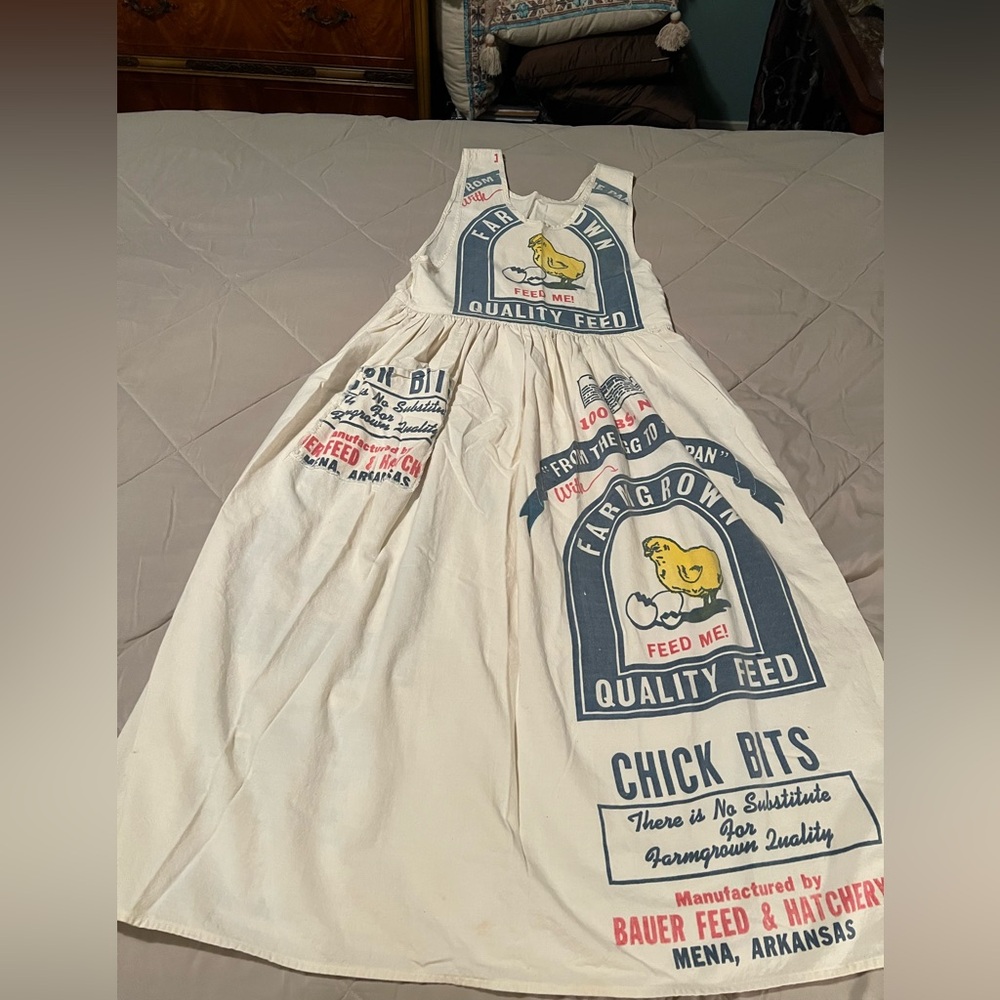 Vintage Feed Sack Dress with Graphic Print